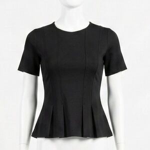 BCBGeneration Black Peplum Short Sleeve Top Small Casual Business Office Career